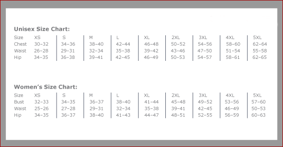 Unisex Pants Size Chart