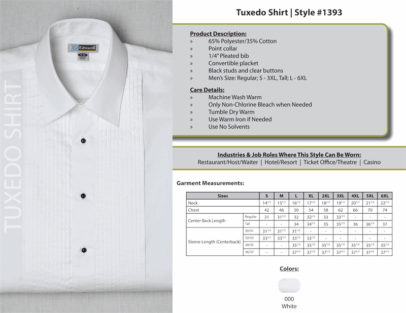 Tuxedo Shirts Edwards 1393 Mens Tuxedo Formal Shirts Point Collar Tuxedo Shirts