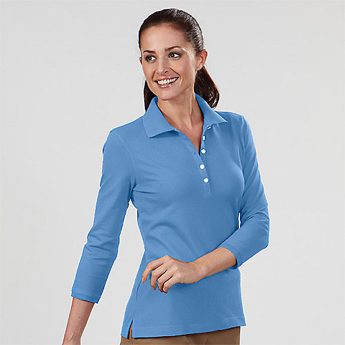 IZOD Polo Shirts 13Z0083 Izod LadiesWomens 3/4 Sleeve Silkwash Stretch Pique Polos