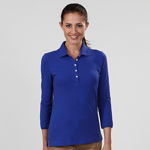 IZOD Polo Shirts 13Z0083 Izod LadiesWomens 3/4 Sleeve Silkwash Stretch