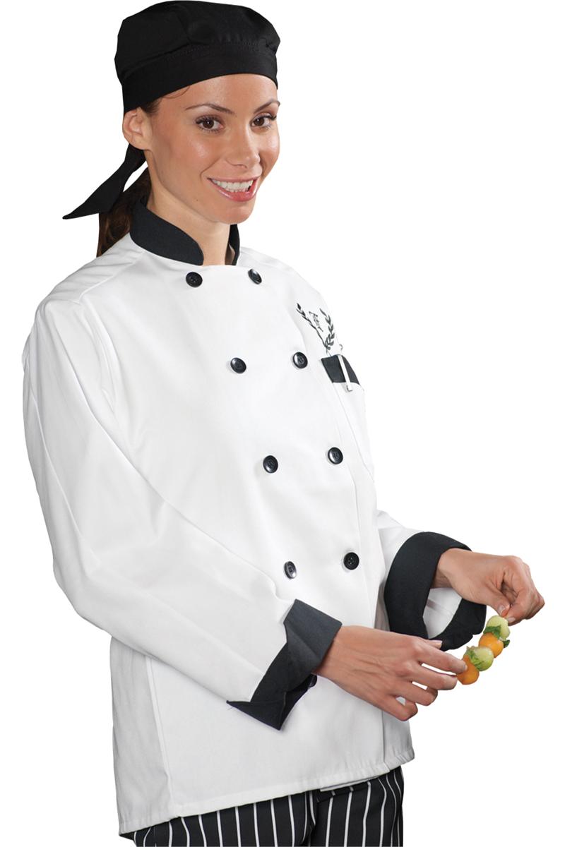 Edwards Classic Full Cut Unisex Chef Coat, 10 black buttons 3303