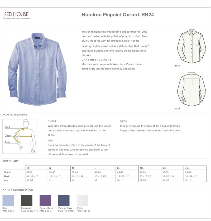 Red House NonIron Pinpoint Oxford Dress Shirts RH24