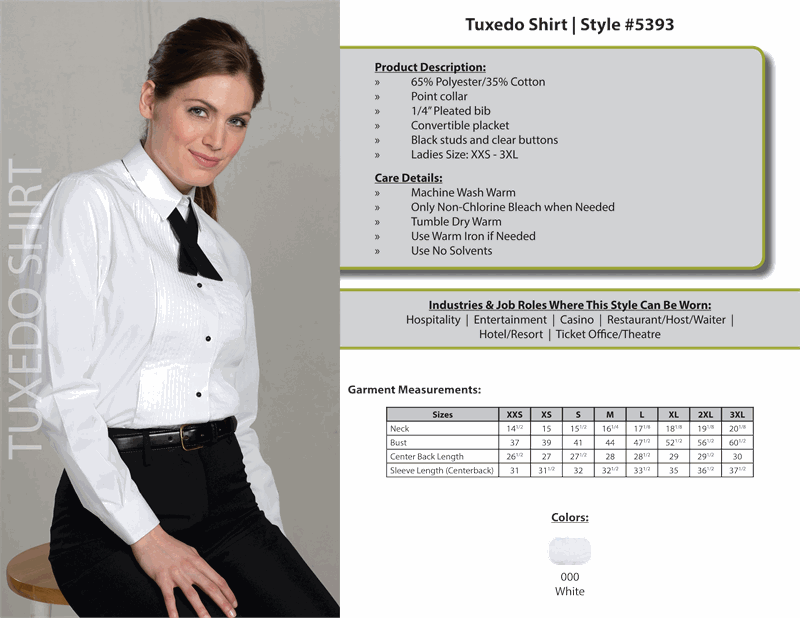 Tuxedo Shirts Edwards 5393 Womens Tuxedo Formal Shirts Point Collar