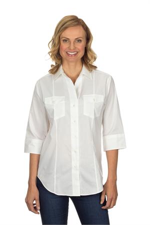 White Van Heusen 13V0367 Womens 3-4 Sleeve Pinpoint Stretch Blouses White Van Heusen 13V0367 Womens 3-4 Sleeve Pinpoint Stretch Blouses