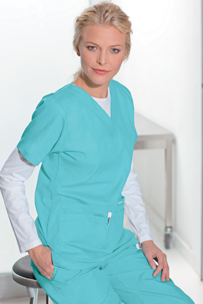 8219 Aqua Breeze Landau V-Neck Tunic Solids