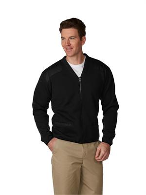 5977 Black Unisex Fleece-Lined Zip Front V-Neck Commando Uniform Cardigan lined uniform sweater,lined sweater,fleece,police sweater,uniform sweater