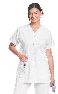 Landau Scrubs 8265 Landau 8265 V-Neck Front Button Tunic