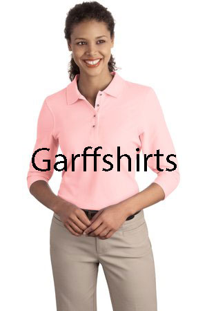 Light Pink - Port Authority Ladies Silk Touch 3/4 Sleeve Polo Shirts - L562 3/4,3/4 polo,three quarter,three quarter polo,polo,polos,3/4 polo shirts,three quarter polo shirts