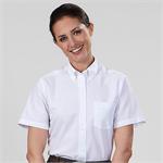 White - Van Heusen Womens Short Sleeves Button Down Blended Oxford Dress Shirts
