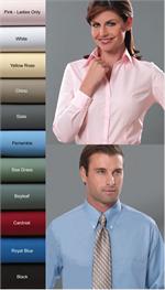 Van Heusen Mens 13V0113 Ladies 13V0114 Long Sleeve Silky Poplin Dress Shirts
