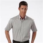 Grey - 13V0205 Van Heusen Mens Pinpoint Short Sleeve Dress Shirts