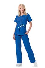8232 Royal Blue Landau Snap Front V-Neck Tunic Solids