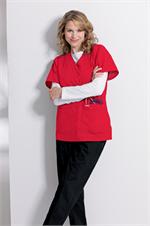 8232 True Red Landau Snap Front V-Neck Tunic Solids