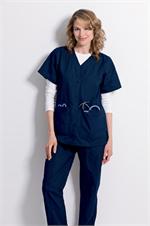 8232 Navy Landau Snap Front V-Neck Tunic Solids