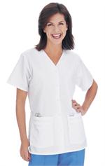 8232 White Snap Front V-Neck Tunic Solids