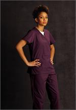 Landau Scrub Zone 70224 ScrubZone 70224 Faux Wrap Tunic - Wine Red