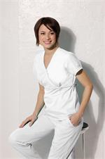 8216 White Landau Empire Waist Tunic Scrub Top