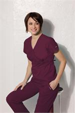 8216 Wine Landau Empire Waist Tunic Scrub Top