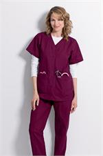 8232 Wine Snap Front V-Neck Tunic Solids