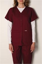 8232 Wine Snap Front V-Neck Tunic Solids